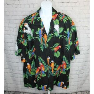 Pacific Legend Men's Hawaiian Shirt Size 4XL Parrot Floral Hawaii Bird EUC